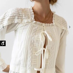 Bohme Cream Lace-Up Blouse